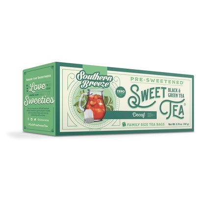 Southern Breeze Hot Brew Sweet Tea Decaf Iced Tea with Black Tea and Zero Carbs Zero Sugar, 22 Family Size Tea Bags, Pack of 6