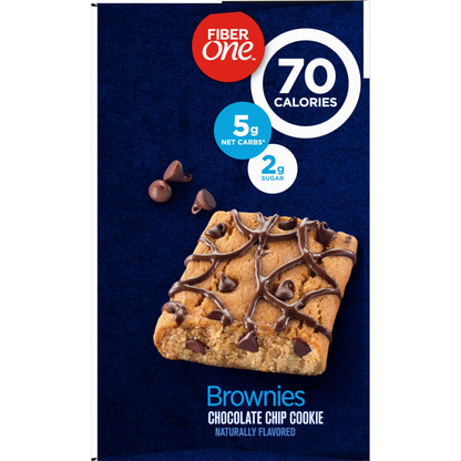 Fiber One 70 Calorie Brownies, Chocolate Chip Cookie, 2g Sugar, Value Pack, 12 Count, 10.6 oz