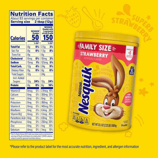 Nestle Nesquik Strawberry Flavor Powder Drink Mix, 35.5 oz