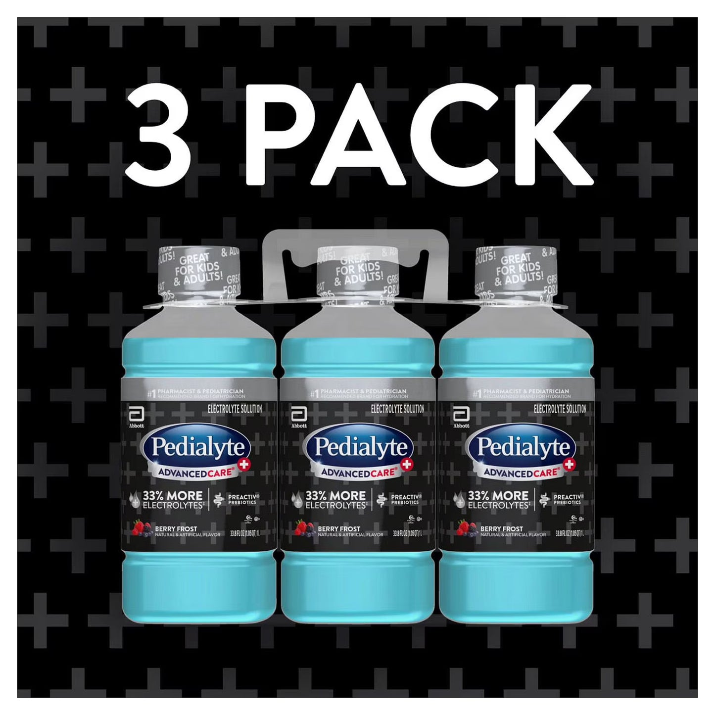 Pedialyte AdvancedCare Plus Electrolyte Solution Berry Frost, 33.8 fl. oz., 3 pk.