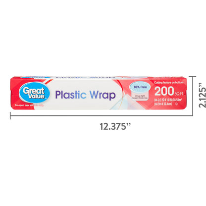 (4 pack) Great Value Plastic Wrap, 200 Sq ft