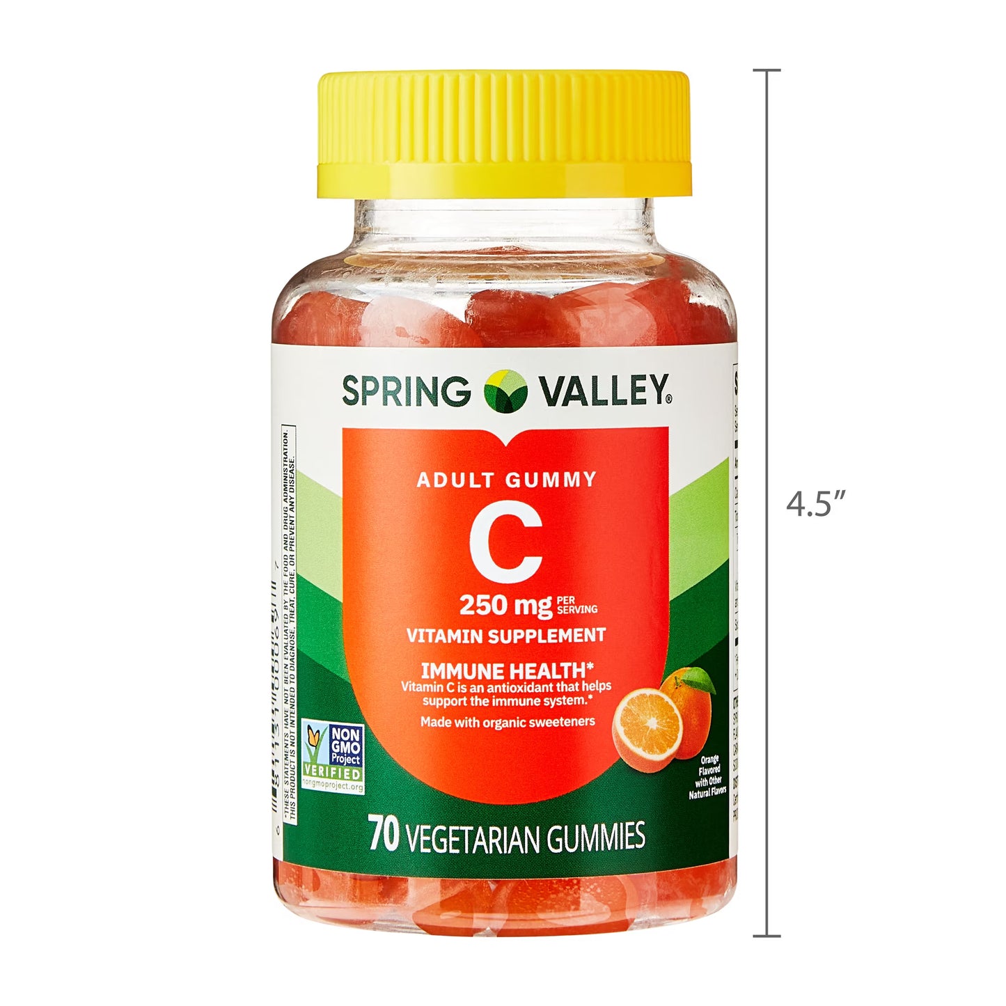 (4 pack) Spring Valley Vitamin C Supplement, Orange Flavor, 250 mg, 70 Count, Gummies for Immune Health