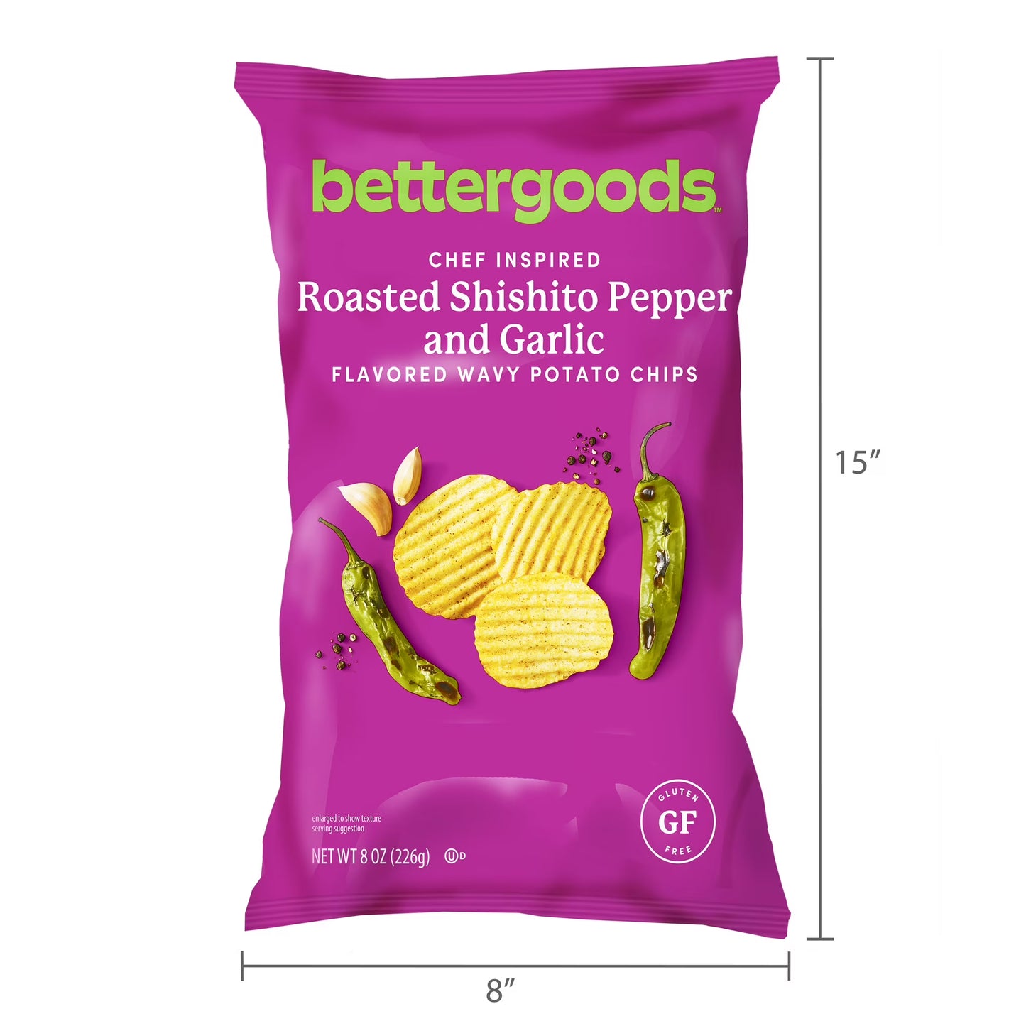 bettergoods Roasted Shishito Pepper & Garlic Wavy Potato Chips, 8 oz