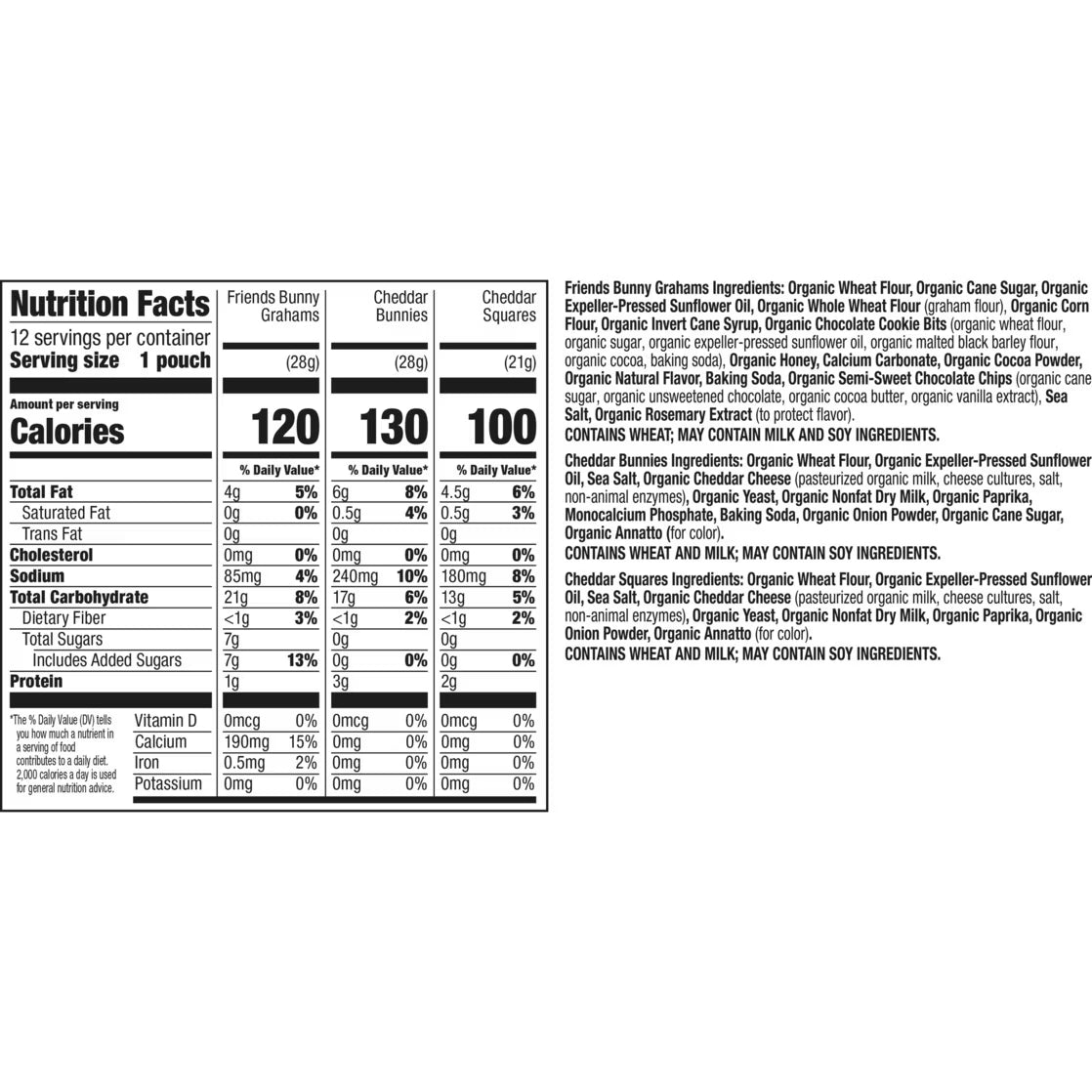 (6 pack) Annie's Organic Variety Pack, Cheddar Bunnies, Bunny Grahams and Cheddar Squares, 12 Count