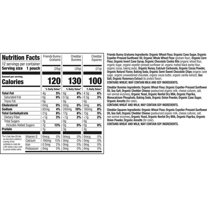 (6 pack) Annie's Organic Variety Pack, Cheddar Bunnies, Bunny Grahams and Cheddar Squares, 12 Count