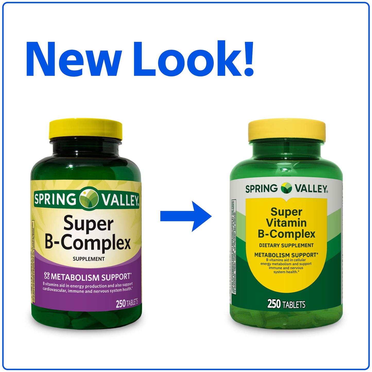Spring Valley Super Vitamin B-Complex, 250 Count, Dietary Supplement Tablets for Metabolism Support