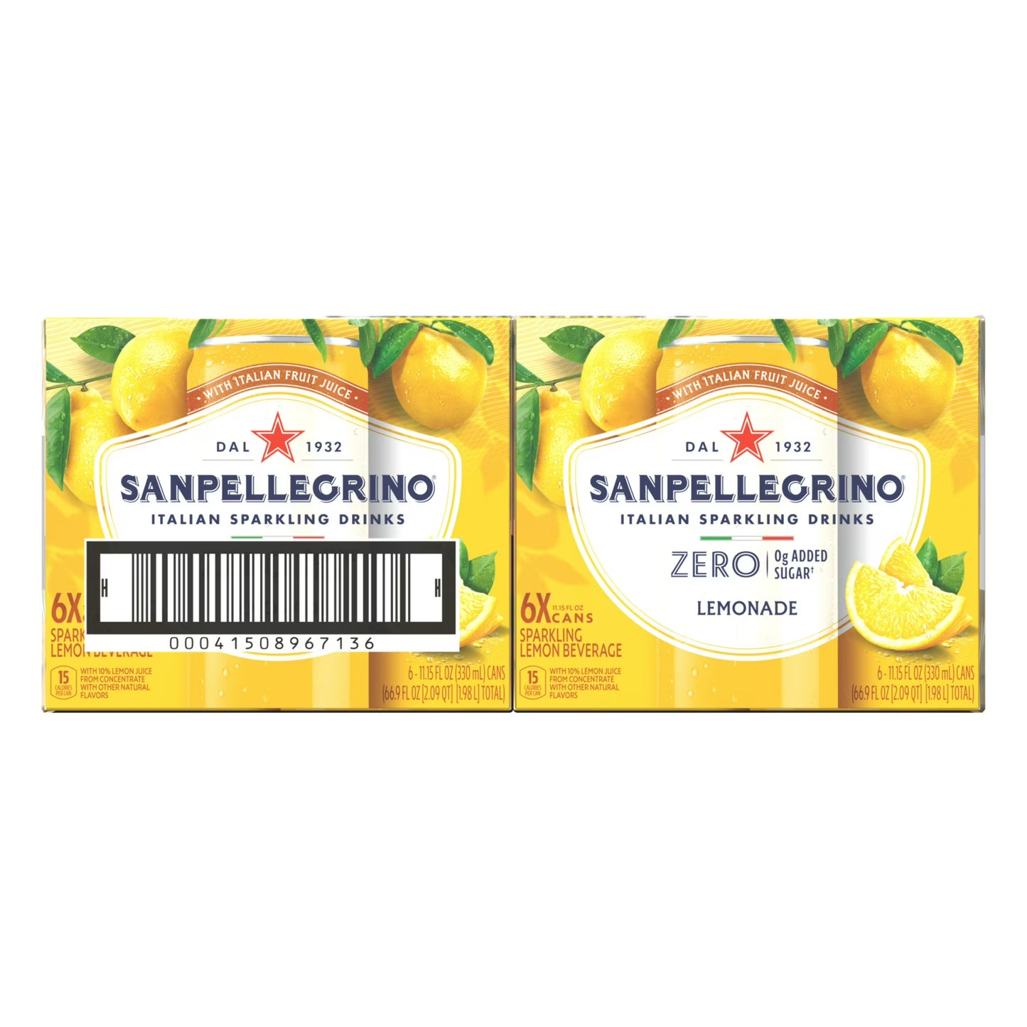 SanPellegrino Soda Italiana Sparkling Lemonade, Low Calorie Zero Added Sugar, 24 Pack Cans