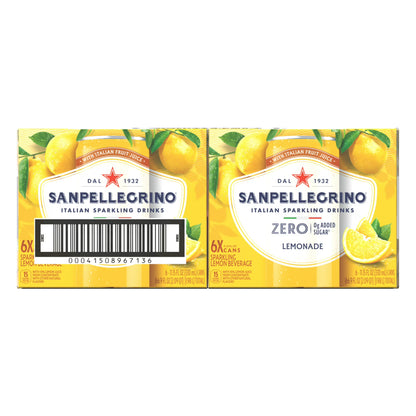 SanPellegrino Soda Italiana Sparkling Lemonade, Low Calorie Zero Added Sugar, 24 Pack Cans