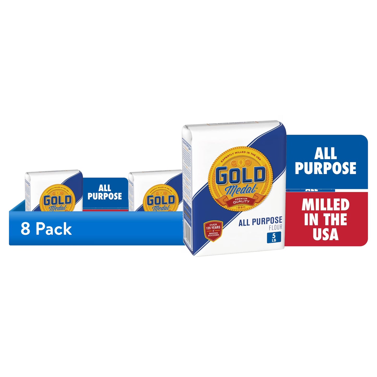 (8 pack) Gold Medal All Purpose Flour, Baking Flour, 5 lb Bag