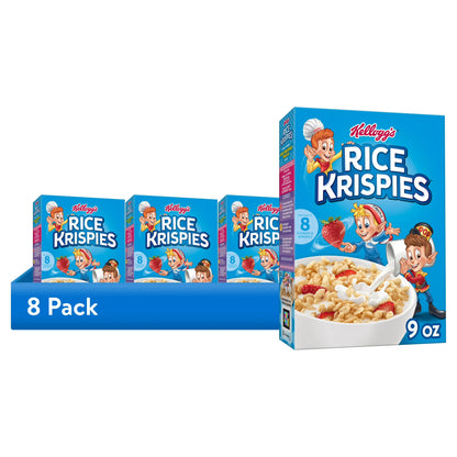 (8 pack) Kellogg's Rice Krispies Original Breakfast Cereal, 8 Vitamins and Minerals, 9 oz