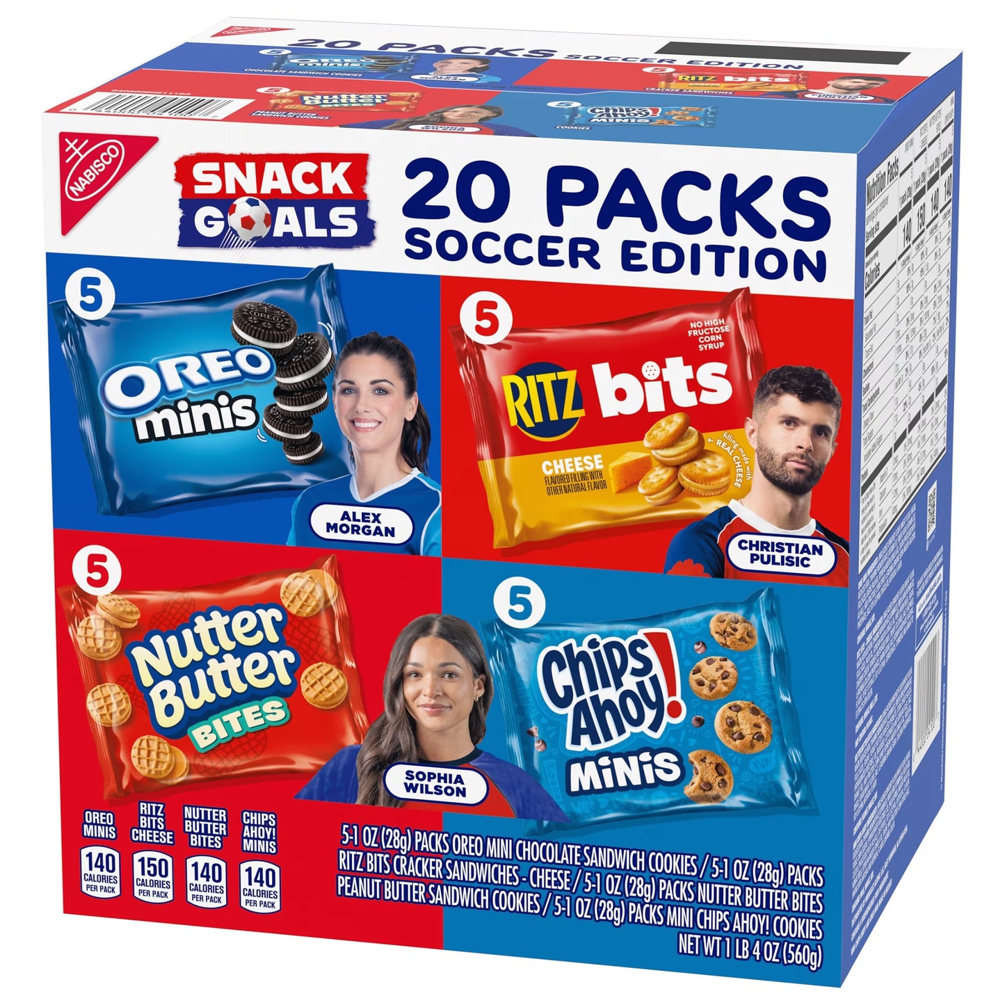 Nabisco Classic Mix Variety Pack, OREO, CHIPS AHOY!, Nutter Butter, RITZ Bits Cheese, 20 Snack Packs