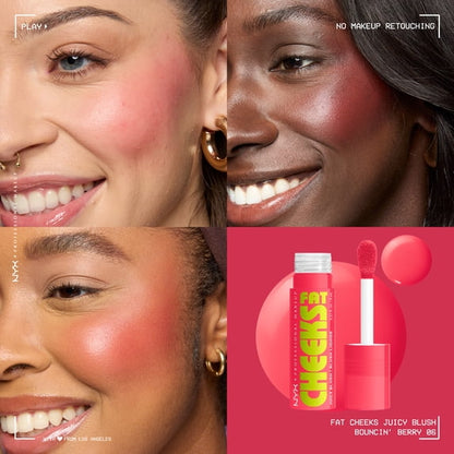 NYX Professional Makeup Fat Cheeks Liquid Blush, Bounicn Berry 06