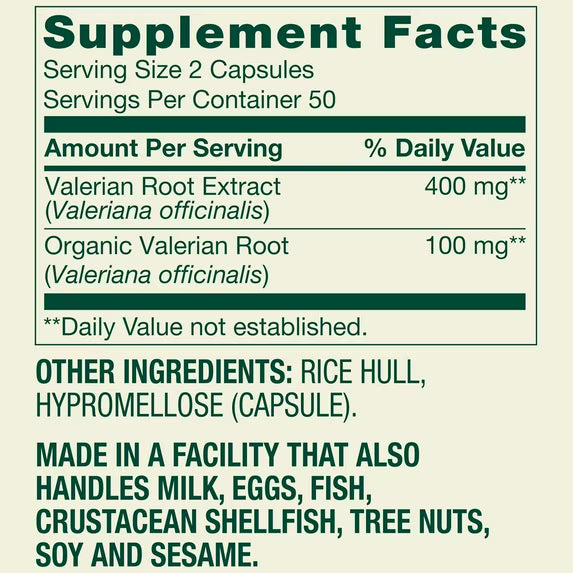Spring Valley Valerian Root Capsules, 500 mg, 100 Count