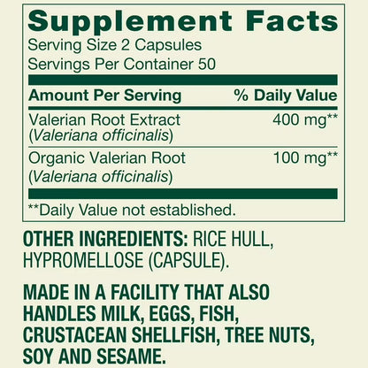 Spring Valley Valerian Root Capsules, 500 mg, 100 Count