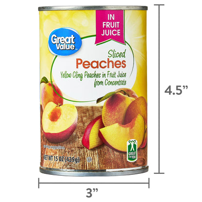 Great Value Sliced Yellow Cling Peaches in Juice, 14.75 oz Can