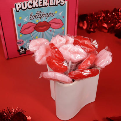 Pucker Lips Lollipops, Party Favor Candy Suckers, 24 Count, 14.7 Ounce Box