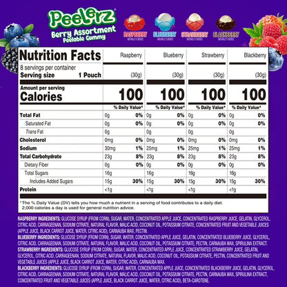 Amos Peelerz Variety Candy Packs, Berry Mixed Peelable Gummy Assortment 8.47oz (1 Pack)