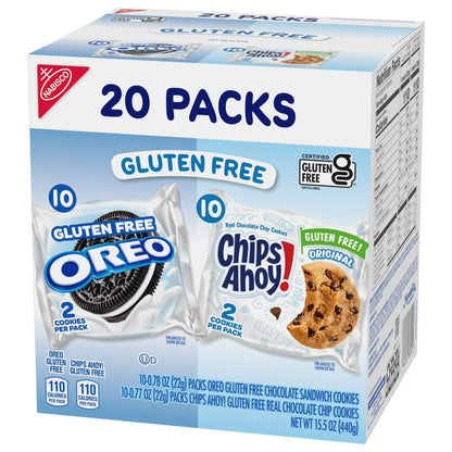 OREO Sandwich Cookies & CHIPS AHOY! Chocolate Chip Cookies Gluten Free Cookies Variety Pack, 20 Snack Packs