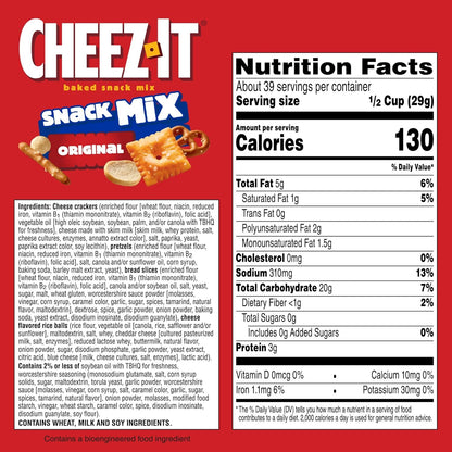 Cheez-It Snack Mix, Classic Baked Mix, Lunch Snacks, Classic, 40oz Bag (1 Bag)