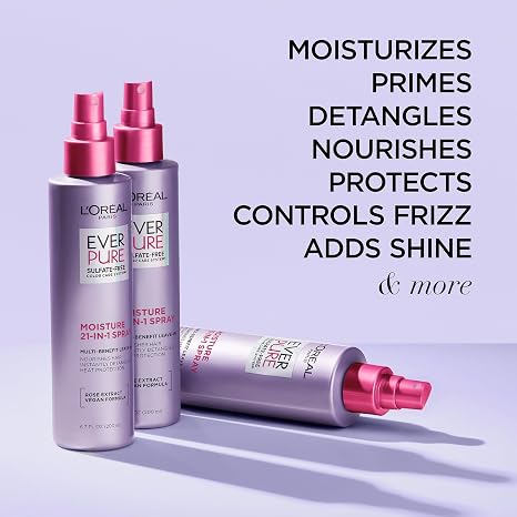 L'Oreal EverPure Moisture Shampoo, Conditioner and Leave In Spray Kit - Rosemary, Sulfate Free 6.8 fl oz