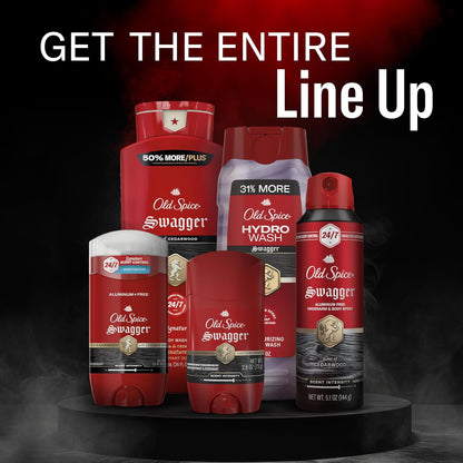 Old Spice Moisturizing Body Wash for Men, Hydro Wash, 2-in-1 Long Lasting Scent & Deep Hydration, 24/7 Shower Fresh, Smoother Swagger Scent, 16 oz (Pack of 4)