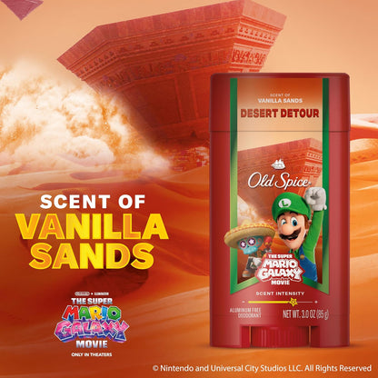 Old Spice Aluminum Free Deodorant for Men, Old Spice x The Super Mario Galaxy Movie, 24/7 Lasting Freshness, Lasting Odor Protection, Smell Super with Desert Detour, Vanilla Sands Scent, 3.0 oz