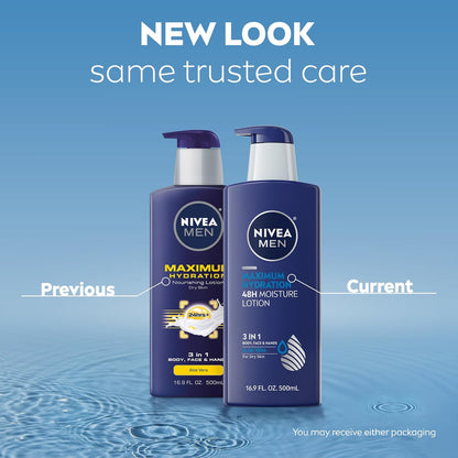 NIVEA MEN Maximum Hydration Body Lotion, Value Pack, 2 x 16.9 FL OZ