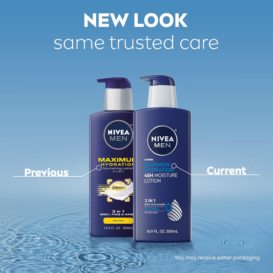 NIVEA MEN Maximum Hydration Body Lotion, Value Pack, 2 x 16.9 FL OZ