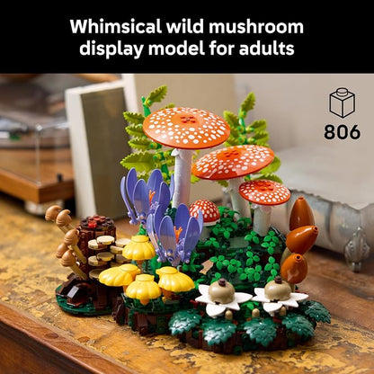 LEGO Botanicals Woodland Mushrooms - Building Set for Adults, Ages 18+ - Mushroom Decor for Home Office or Desk - Gifts for Women & Men - Craft Activity - 11505