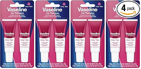 Vaseline Lip Therapy Rosy Lips Moisturizing Lip Balm -Twin Pack,(Pack of 4)