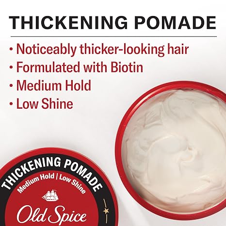 Old Spice Mens Hair Thickening Pomade, Medium Hold with Low Shine, 2.22 oz