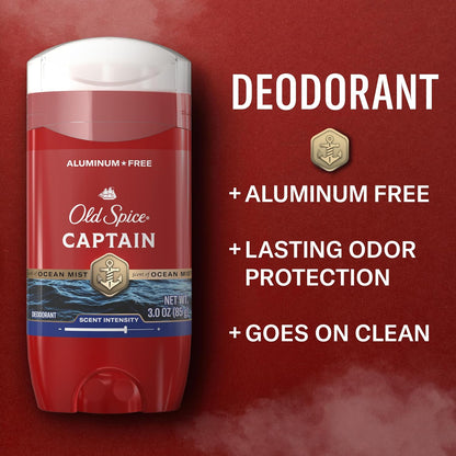 Old Spice Aluminum Free Deodorant for Men, 24/7 Odor Protection & Signature Scent Control, 24/7 Freshness & Lasting Scent, Captain with Bergamot Scent, 3.0 oz (Pack of 2)