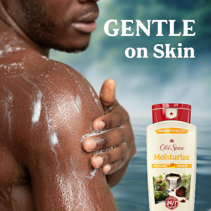 Old Spice Cleansing Body Wash for Men, 24/7 Shower Fresh with Lasting Scent, Restore & Renew, Gentle on Skin, Vitamin B3, Moisturize with Shea Butter Scent, 18 oz (Pack of 4)