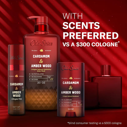 Old Spice Aluminum Free Deodorant for Men, The Spice Alchemist Collection, 24/7 Cologne Infused Scent, No Trade Off Formula, Free of Parabens & Phthalates, Cardamom + Amber Wood Scent, 3.0 oz