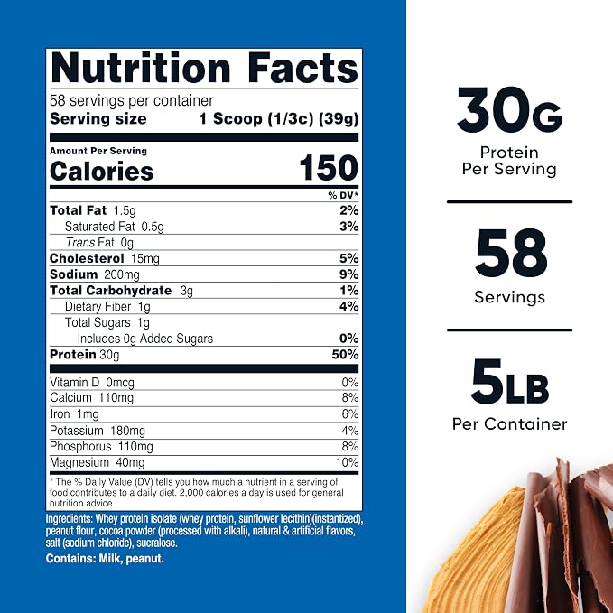 Nutricost Whey Protein Isolate Powder (Chocolate Peanut Butter) 5LB