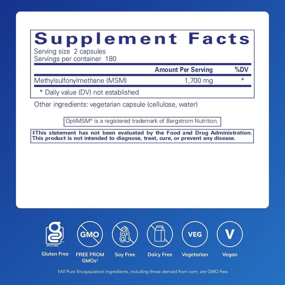 Pure Encapsulations MSM Capsules, 360 Capsules