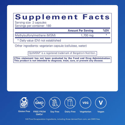 Pure Encapsulations MSM Capsules, 360 Capsules