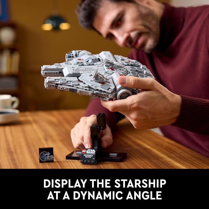 LEGO Star Wars Millennium Falcon 25th Anniversary Collectible - DIY Building Set for Adults, Men & Women, Ages 18+ - A New Hope Model with Display Stand - Star Wars Gift - 75375 | Lego Star Wars Lego 921 Pieces - Millennium Falcon A New Hope #75375