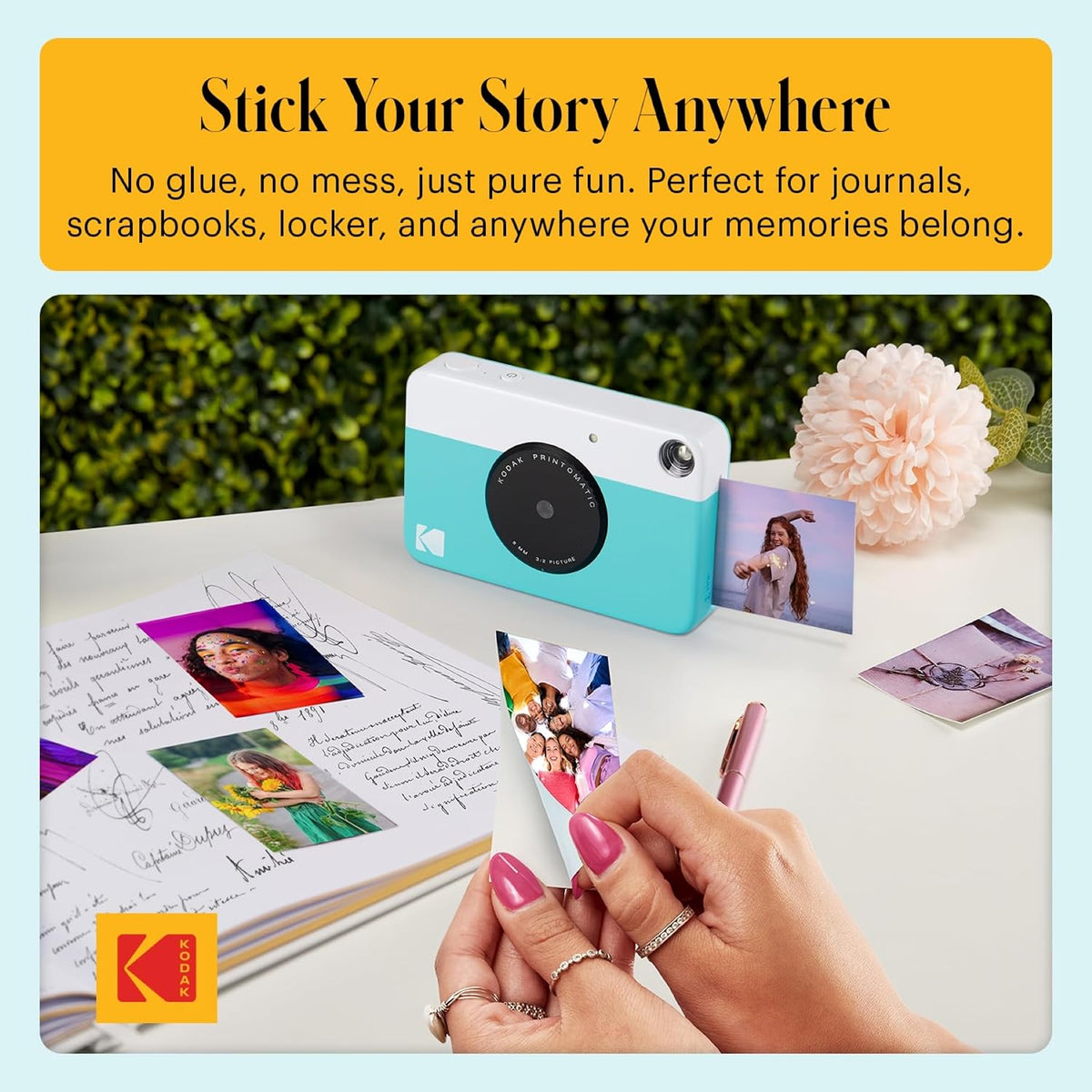 KODAK Printomatic Full-Color Instant Print Digital Camera, Zink 2x3" (5.1x7.5 cm) Sticky-Back Photo Paper, 5MP, Portable, Creative Fun Gift for Birthday, Christmas, Holiday, Blue