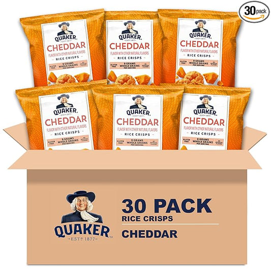 Quaker Rice Crisps, Gluten Free, Cheddar, 0.67 Oz, 30 Count