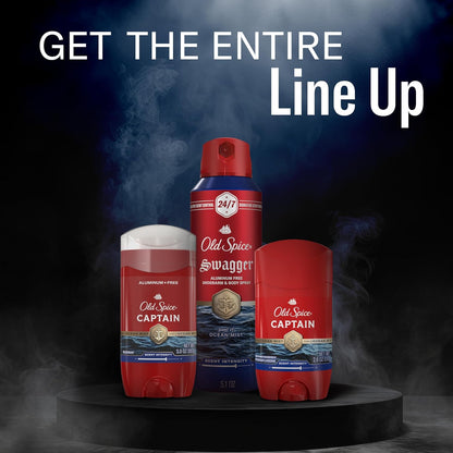 Old Spice Antiperspirant Deodorant for Men, 24/7 Sweat & Odor Protection, 24/7 Lasting Freshness, Invisible Solid, Captain with Bergamot Scent, 2.6 oz (Pack of 6)