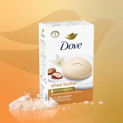 Dove Beauty Bar Soap Shea Butter,for Nourished,Radiant Skin,Enriches Skin 3.75 oz,(Pack of 72)
