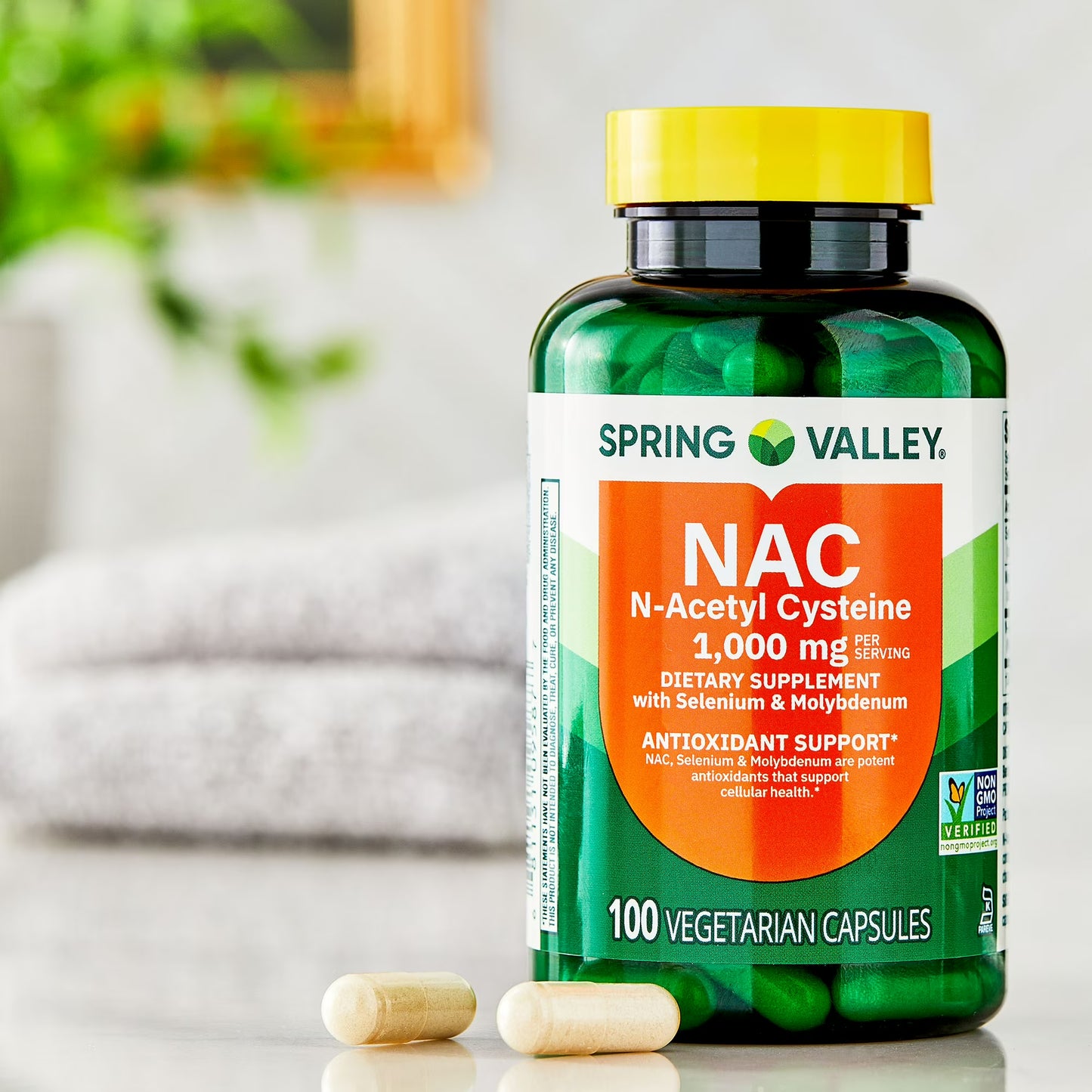 Spring Valley NAC, 1,000 mg Vegetarian Capsules, Immune Support Dietary Supplement, 100 Count