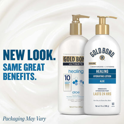 Gold Bond Healing Hydrating Lotion, 14 Oz, Aloe Body Lotion for Dry Skin | Healing lotion with aloe, non greasy body lotion, quick-absorbing, moisturizes, immediate 24-Hour hydration