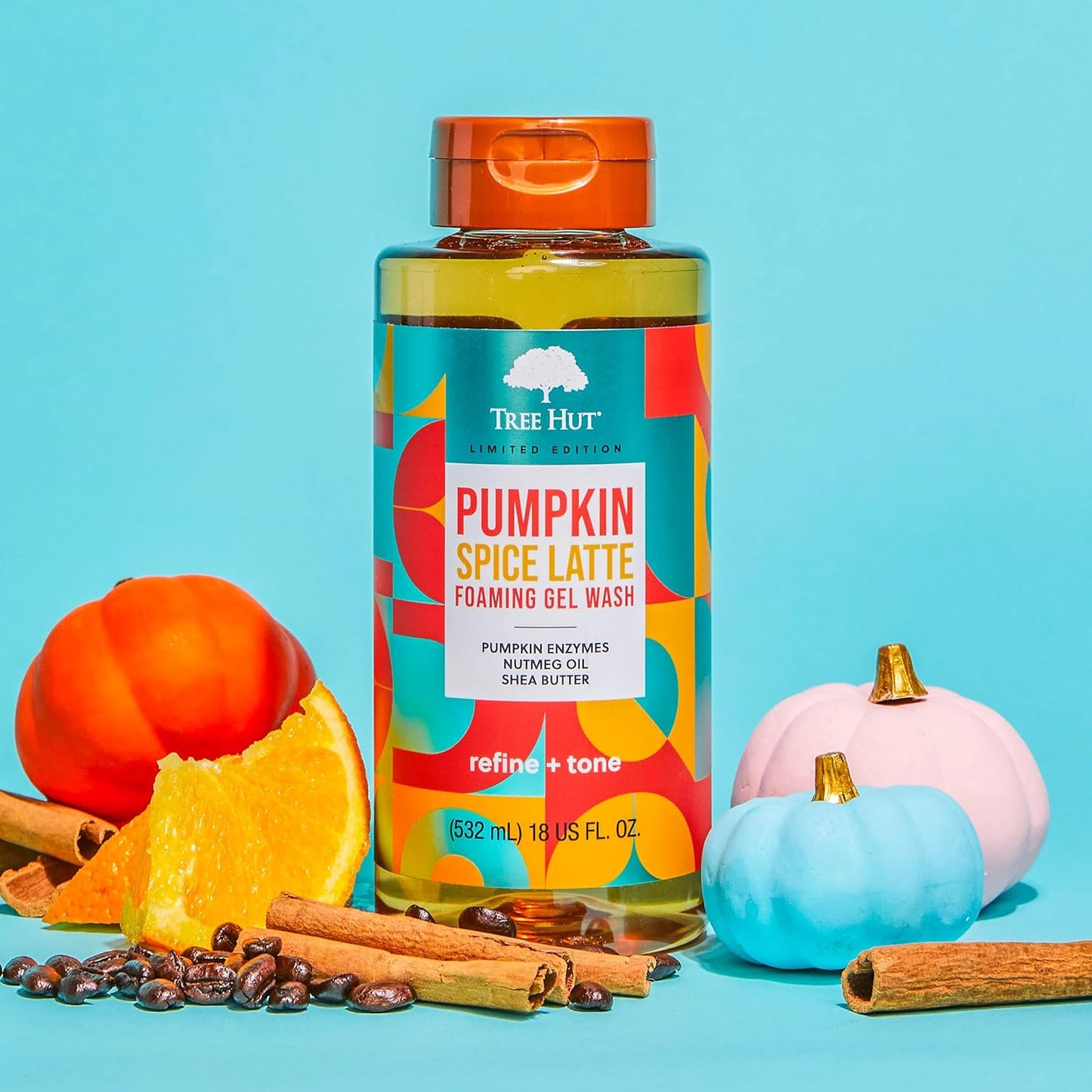 Tree Hut Pumpkin Spice Latte | Cleanse & Soothe Skin Without Stripping Moisture | Made with our Hydrating Oil Complex | Limited Edition Fall | 18 fl oz.