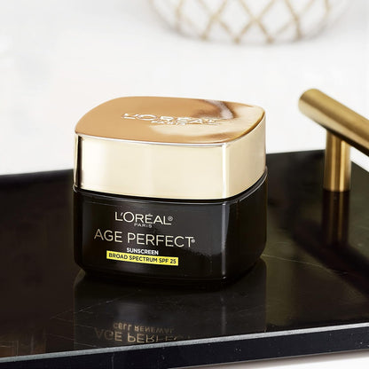 LOreal Paris Age Perfect Cell Renewal Anti-Aging Day Moisturizer with Broad Spectrum SPF 25 Sunscreen,Antioxidants,and Vitamin E 1.7oz,(Pack of 2)