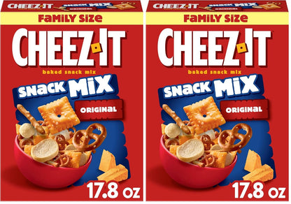 Cheez-It Snack Mix, Lunch Snacks, Family Size, Original, 17.8oz Box (1 Box) (Pack of 2)