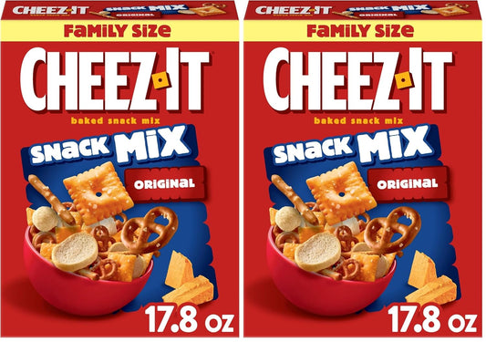 Cheez-It Snack Mix, Lunch Snacks, Family Size, Original, 17.8oz Box (1 Box) (Pack of 2)