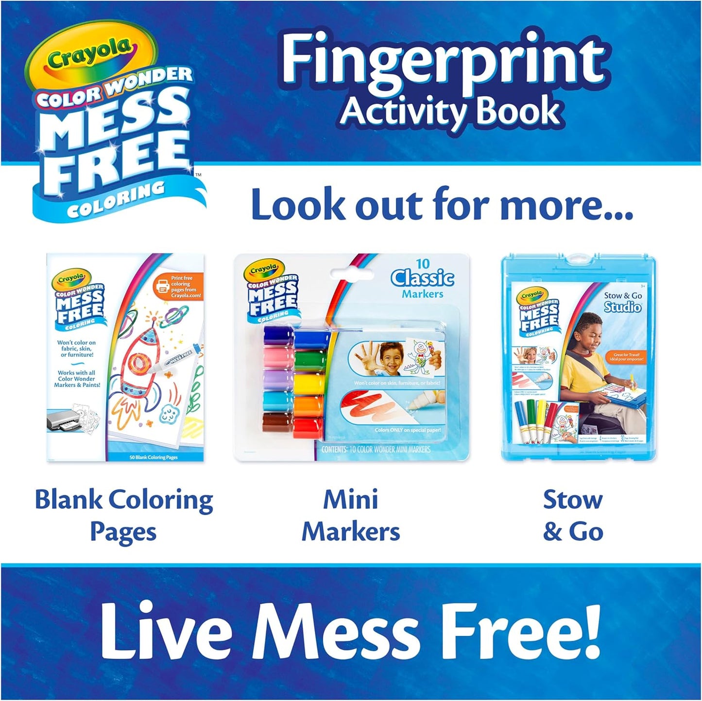 Crayola Color Wonder Mess Free Fingerprint Activity Book, Finger Painting Alternative, Arts & Crafts Gift for Kids Ages 3+