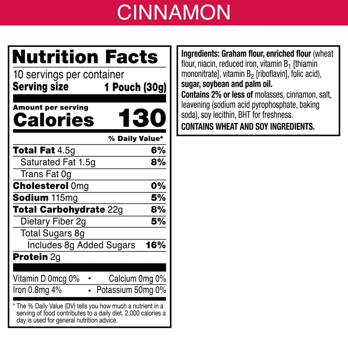 Kellogg's Cinnamon Graham Snacks, Kids Snacks, 10 Count